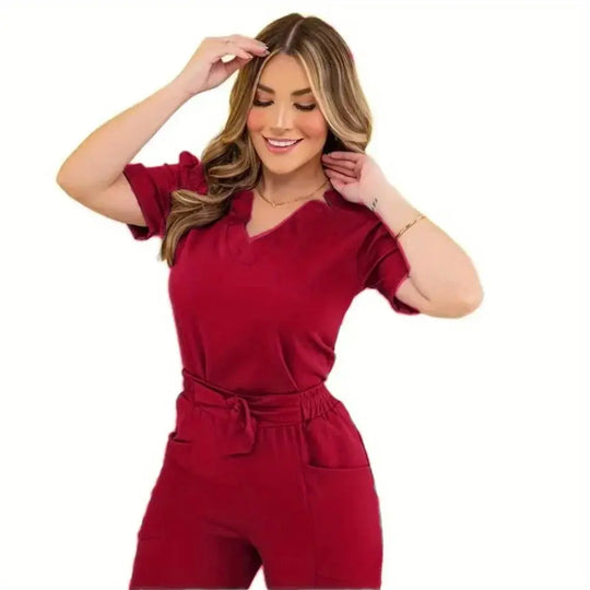 Conjuntos de exfoliantes de manga corta para mujer: exfoliantes de verano, ideales para trabajos de belleza y uso en salas de operaciones CJdropshipping