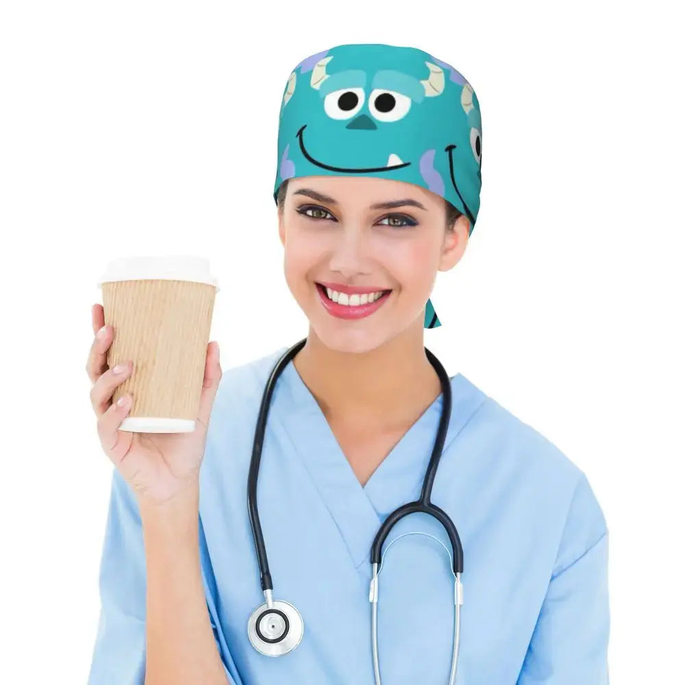 Gorro de trabajo ajustable personalizado con dibujos animados de la Universidad de Monsters, gorro quirúrgico para hombres y mujeres, gorro quirúrgico para enfermería, médico y cirujano MedSurgery Store For Digital Health