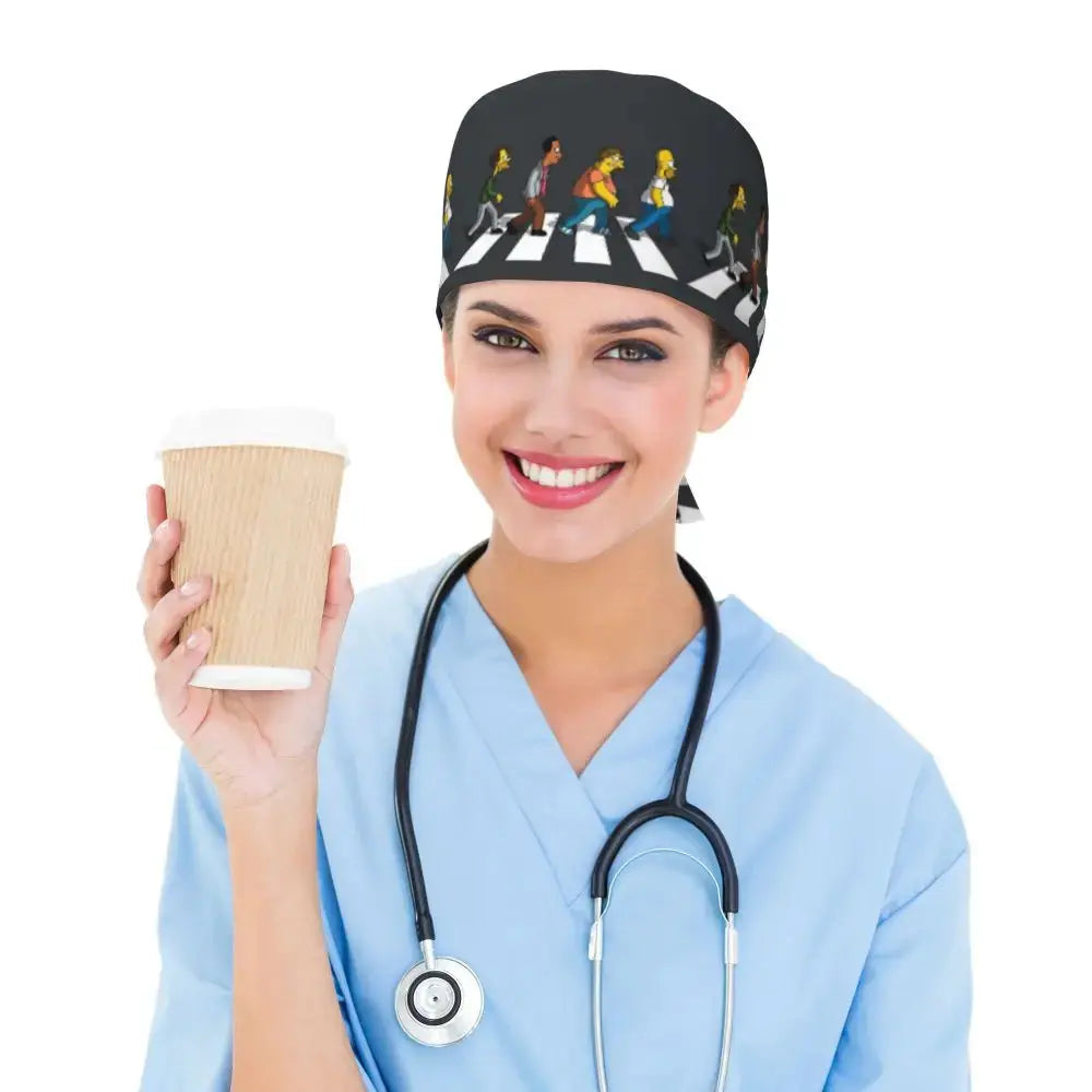 Personalizado The Simpsons Cartoon personal médico Scrubs Hat hombres mujeres médico enfermería gorro quirúrgico Scrub Caps MedSurgery Store For Digital Health
