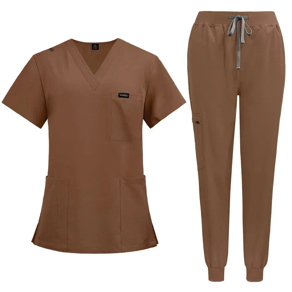 Uniforme Médico Mujer Manga Corta - Scrubs Enfermera Cómodos y Protectores para Hospital, Aislamiento y Cuidado de la Piel (94% Poliéster + 6% Spandex) CJdropshipping