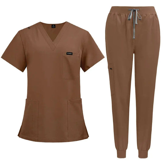 Uniforme Médico Mujer Manga Corta - Scrubs Enfermera Cómodos y Protectores para Hospital, Aislamiento y Cuidado de la Piel (94% Poliéster + 6% Spandex) CJdropshipping