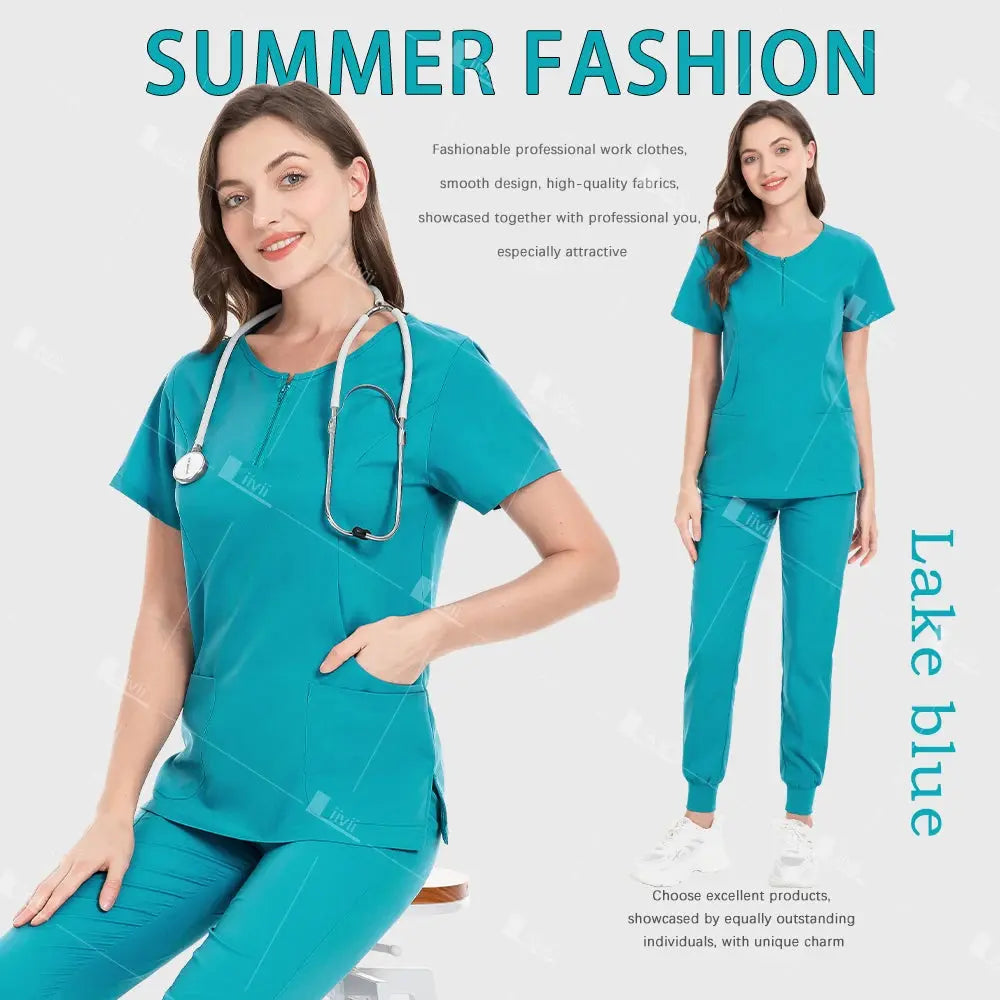 Uniforme médico, conjunto de exfoliante elástico, batas quirúrgicas de Hospital, Tops, pantalones, ropa de trabajo de enfermería, ropa para médicos, accesorios médicos CJdropshipping