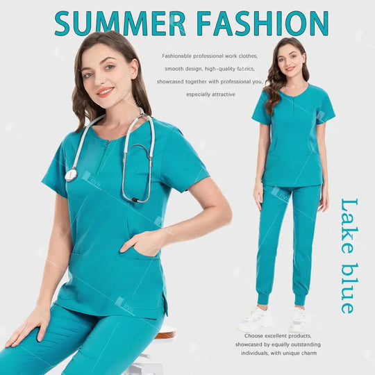 Uniforme médico, conjunto de exfoliante elástico, batas quirúrgicas de Hospital, Tops, pantalones, ropa de trabajo de enfermería, ropa para médicos, accesorios médicos CJdropshipping