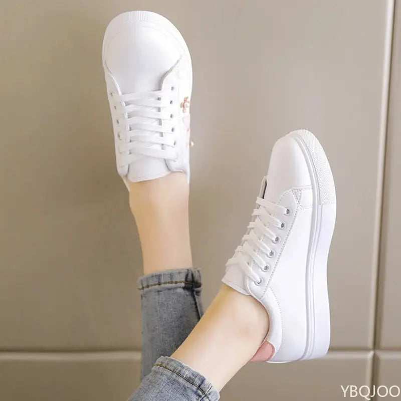 Zapatos blancos nuevos para mujer, Zapatos planos transpirables a la moda, Zapatos informales de cuero con cordones, zapatillas cómodas y versátiles para mujer MedSurgery Store For Digital Health