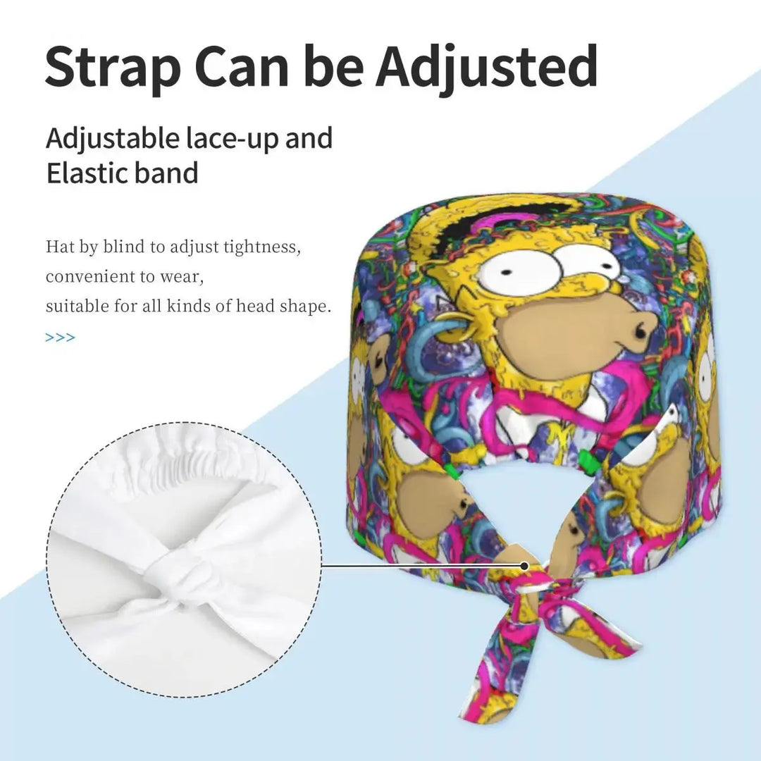 Gorro de trabajo ajustable personalizado con explosión cerebral, gorro quirúrgico de los Simpsons, gorro quirúrgico para enfermería, médico, cirujano, para Chef MedSurgery Store For Digital Health