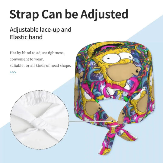 Gorro de trabajo ajustable personalizado con explosión cerebral, gorro quirúrgico de los Simpsons, gorro quirúrgico para enfermería, médico, cirujano, para Chef MedSurgery Store For Digital Health