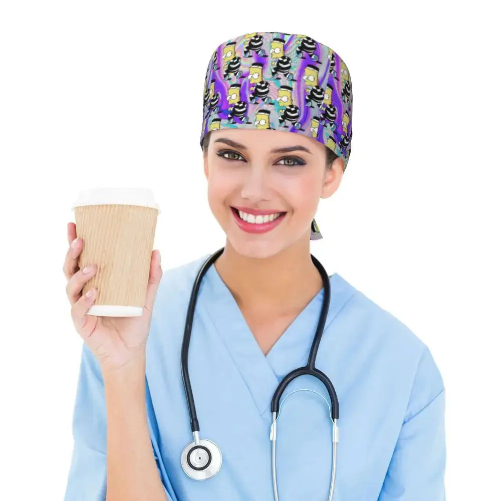Gorro de trabajo ajustable personalizado con explosión cerebral, gorro quirúrgico de los Simpsons, gorro quirúrgico para enfermería, médico, cirujano, para Chef MedSurgery Store For Digital Health