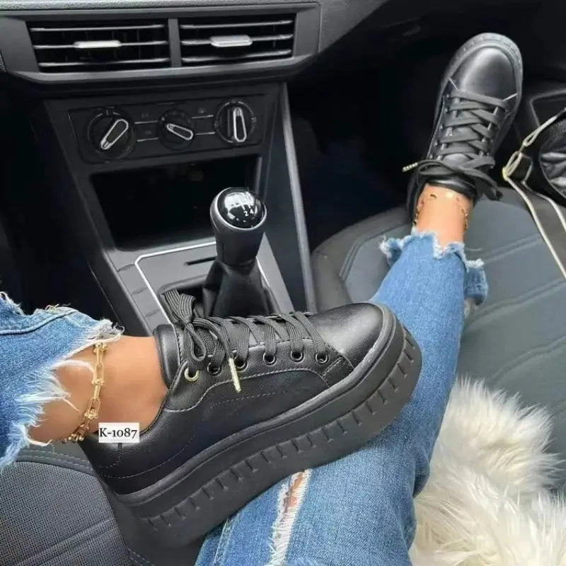 Zapatos blancos, zapatos informales para mujer, nuevas zapatillas de plataforma 2025, calzado de mujer de Color sólido, zapatos vulcanizados de PU ligeros de tendencia MedSurgery Store For Digital Health