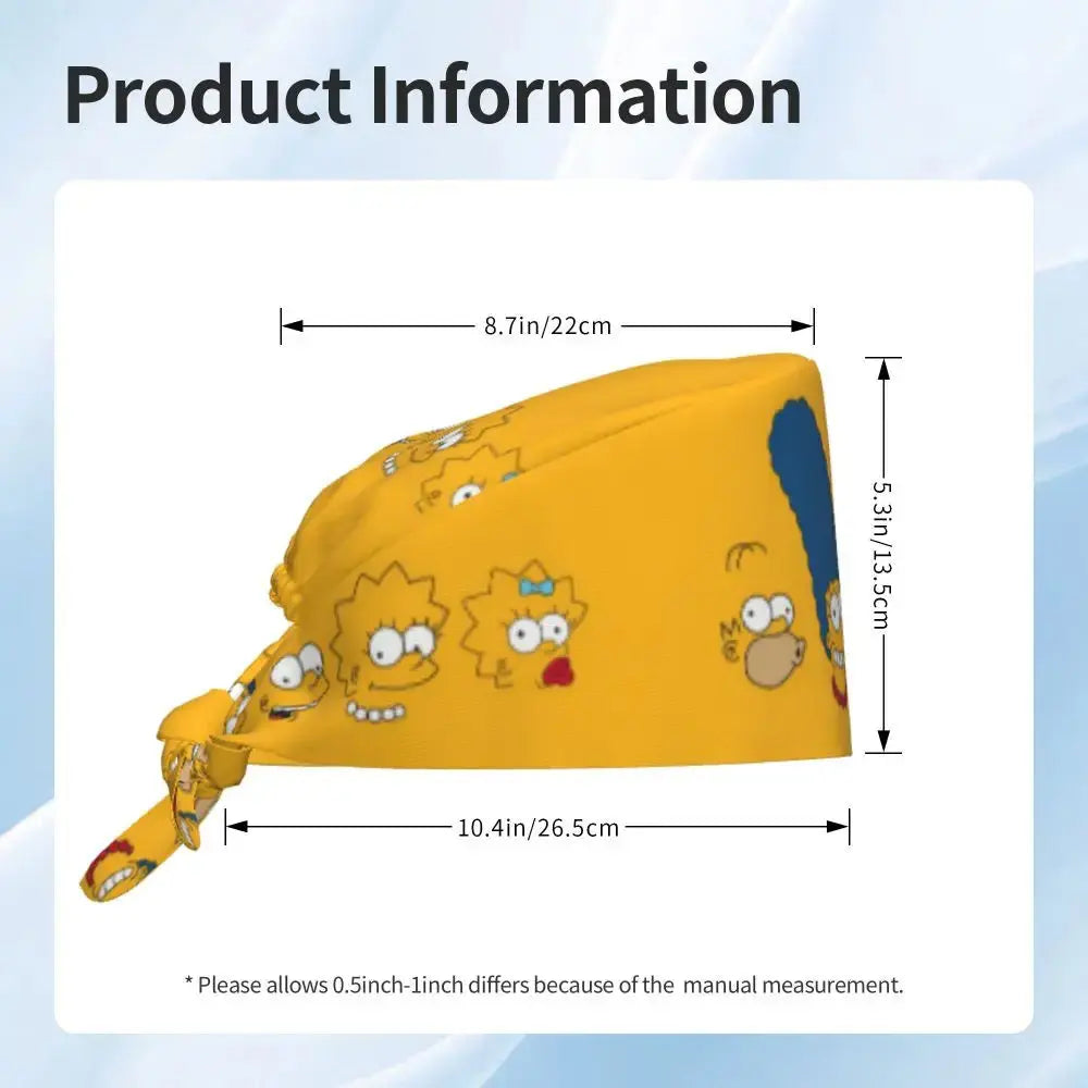 Personalizado The Simpsons Cartoon personal médico Scrubs Hat hombres mujeres médico enfermería gorro quirúrgico Scrub Caps MedSurgery Store For Digital Health