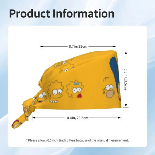 Personalizado The Simpsons Cartoon personal médico Scrubs Hat hombres mujeres médico enfermería gorro quirúrgico Scrub Caps MedSurgery Store For Digital Health