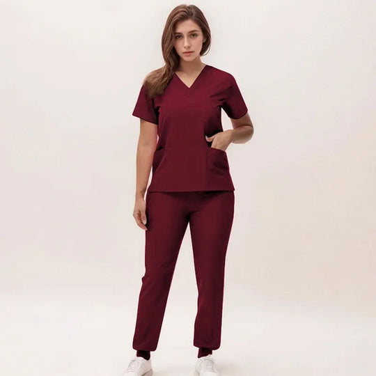 2025 nuevas uniformes de enfermera con cuello en V, pantalones para correr, conjuntos de ropa de trabajo quirúrgica, traje de enfermería para dentista, traje de médico de Hospital S21 MedSurgery Store For Digital Health