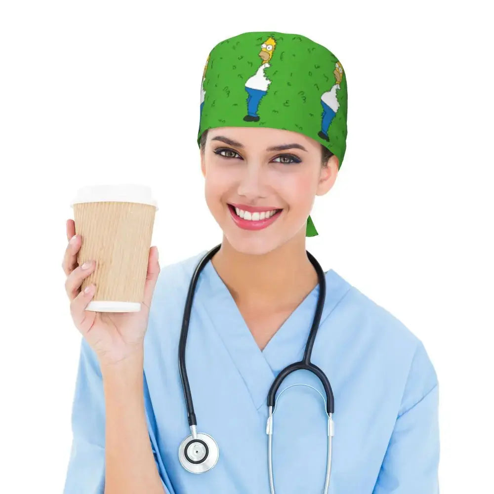 Personalizado The Simpsons Cartoon personal médico Scrubs Hat hombres mujeres médico enfermería gorro quirúrgico Scrub Caps MedSurgery Store For Digital Health