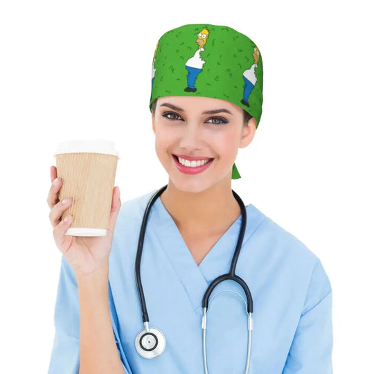 Personalizado The Simpsons Cartoon personal médico Scrubs Hat hombres mujeres médico enfermería gorro quirúrgico Scrub Caps MedSurgery Store For Digital Health