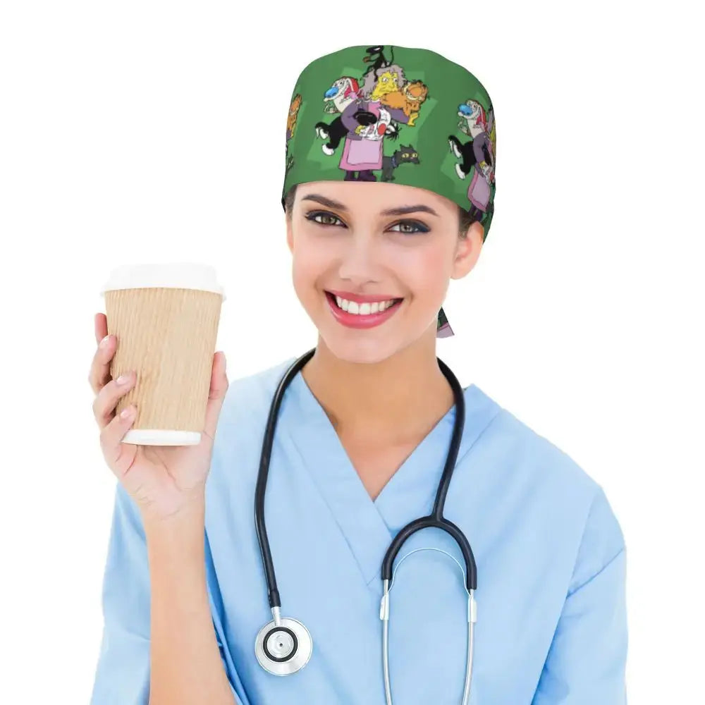 Personalizado The Simpsons Cartoon personal médico Scrubs Hat hombres mujeres médico enfermería gorro quirúrgico Scrub Caps MedSurgery Store For Digital Health
