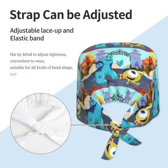 Gorro de trabajo ajustable personalizado con dibujos animados de la Universidad de Monsters, gorro quirúrgico para hombres y mujeres, gorro quirúrgico para enfermería, médico y cirujano MedSurgery Store For Digital Health