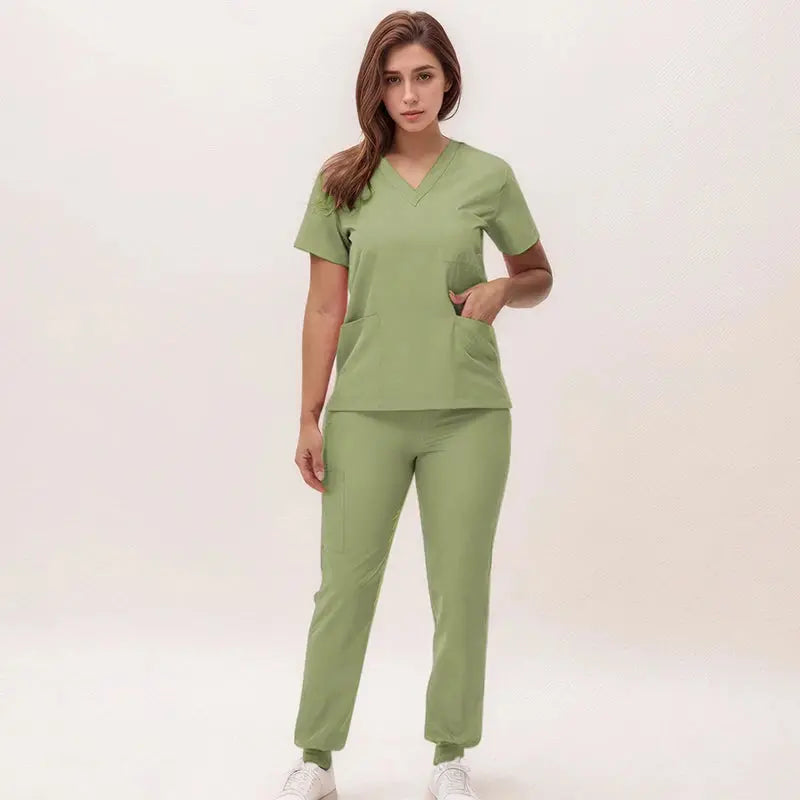2025 nuevas uniformes de enfermera con cuello en V, pantalones para correr, conjuntos de ropa de trabajo quirúrgica, traje de enfermería para dentista, traje de médico de Hospital S21 MedSurgery Store For Digital Health