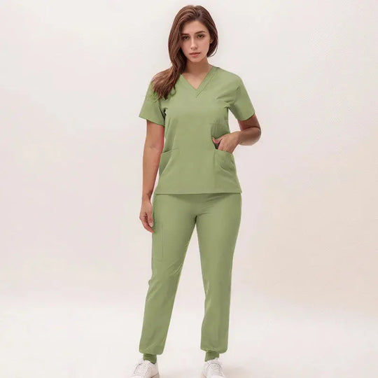 2025 nuevas uniformes de enfermera con cuello en V, pantalones para correr, conjuntos de ropa de trabajo quirúrgica, traje de enfermería para dentista, traje de médico de Hospital S21 MedSurgery Store For Digital Health