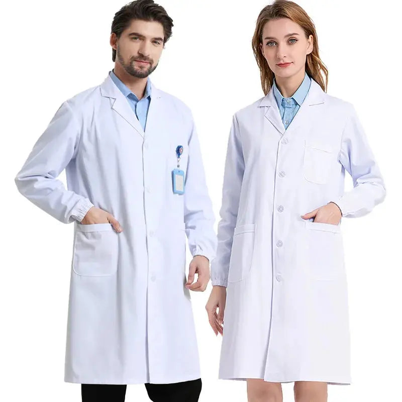 Bata médica blanca Unisex de algodón y poliéster, bata de laboratorio para científico, ropa de trabajo para médico, uniforme, bata de comida, bata de laboratorio, abrigo para hombre MedSurgery Store For Digital Health