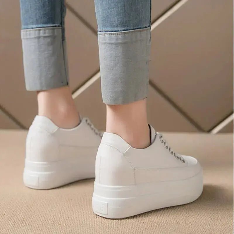 chaussures ete femme  espadrille femme basket femme compensé Zapatillas de deporte informales para mujer, zapatos blancos transpirables y cómodos con tacones de 8CM, plataforma de aumento de altura, Otoño, 2022 MedSurgery Store For Digital Health