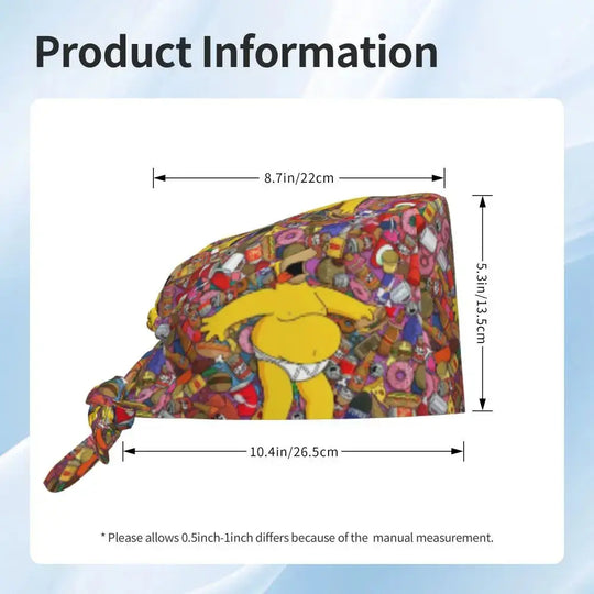 Personalizado The Simpsons Cartoon personal médico Scrubs Hat hombres mujeres médico enfermería gorro quirúrgico Scrub Caps MedSurgery Store For Digital Health
