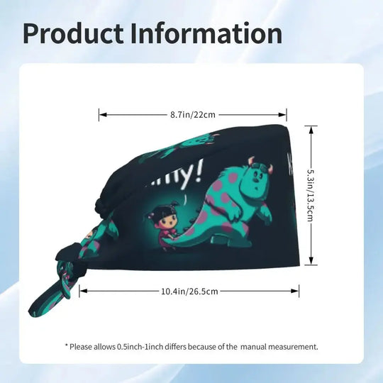 Gorro de trabajo ajustable personalizado con dibujos animados de la Universidad de Monsters, gorro quirúrgico para hombres y mujeres, gorro quirúrgico para enfermería, médico y cirujano MedSurgery Store For Digital Health