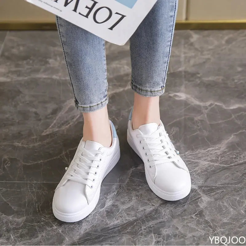 Zapatos blancos nuevos para mujer, Zapatos planos transpirables a la moda, Zapatos informales de cuero con cordones, zapatillas cómodas y versátiles para mujer MedSurgery Store For Digital Health
