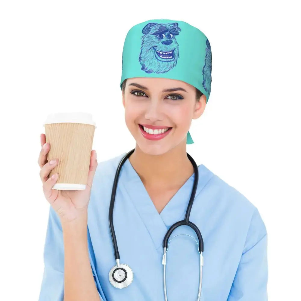 Gorro de trabajo ajustable personalizado con dibujos animados de la Universidad de Monsters, gorro quirúrgico para hombres y mujeres, gorro quirúrgico para enfermería, médico y cirujano MedSurgery Store For Digital Health
