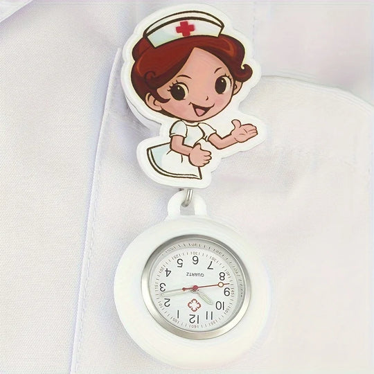 Reloj de adorable de enfermera, recargable y estirable con correa de goma
