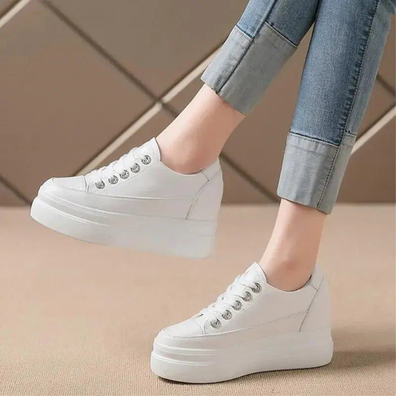 chaussures ete femme  espadrille femme basket femme compensé Zapatillas de deporte informales para mujer, zapatos blancos transpirables y cómodos con tacones de 8CM, plataforma de aumento de altura, Otoño, 2022 MedSurgery Store For Digital Health
