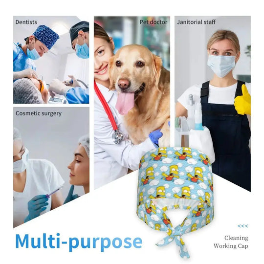 Personalizado The Simpsons Cartoon personal médico Scrubs Hat hombres mujeres médico enfermería gorro quirúrgico Scrub Caps MedSurgery Store For Digital Health