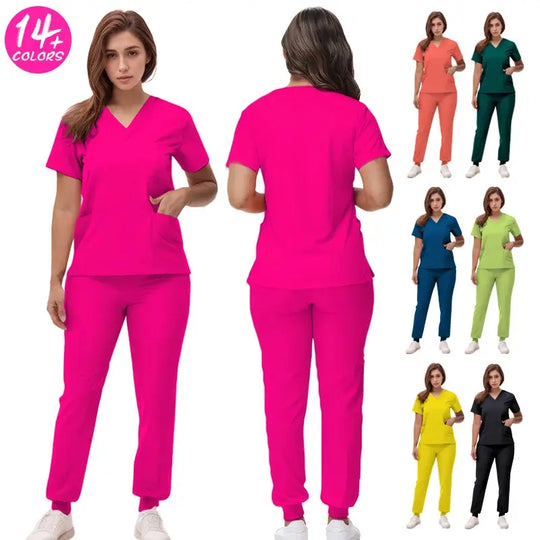 2025 nuevas uniformes de enfermera con cuello en V, pantalones para correr, conjuntos de ropa de trabajo quirúrgica, traje de enfermería para dentista, traje de médico de Hospital S21 MedSurgery Store For Digital Health