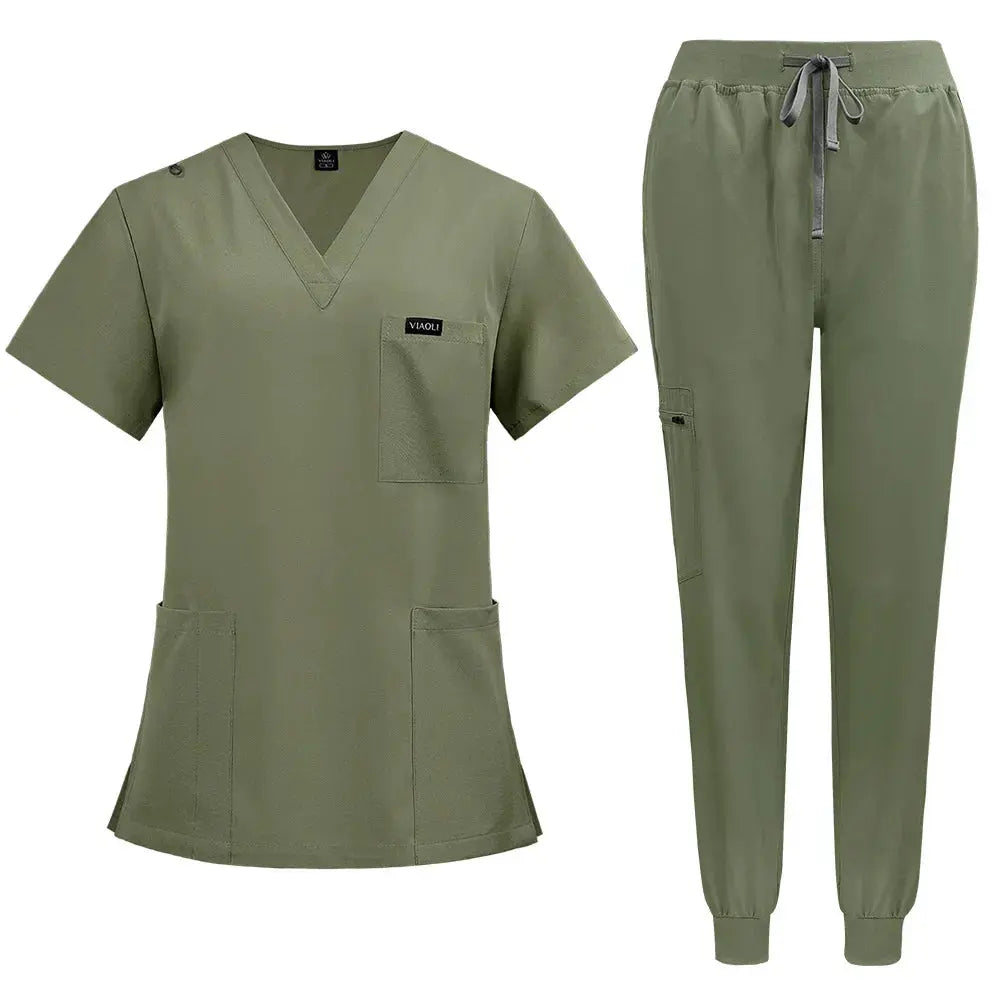 Uniforme Médico Mujer Manga Corta - Scrubs Enfermera Cómodos y Protectores para Hospital, Aislamiento y Cuidado de la Piel (94% Poliéster + 6% Spandex) CJdropshipping