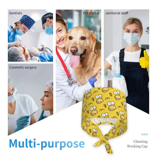 Personalizado The Simpsons Cartoon personal médico Scrubs Hat hombres mujeres médico enfermería gorro quirúrgico Scrub Caps MedSurgery Store For Digital Health