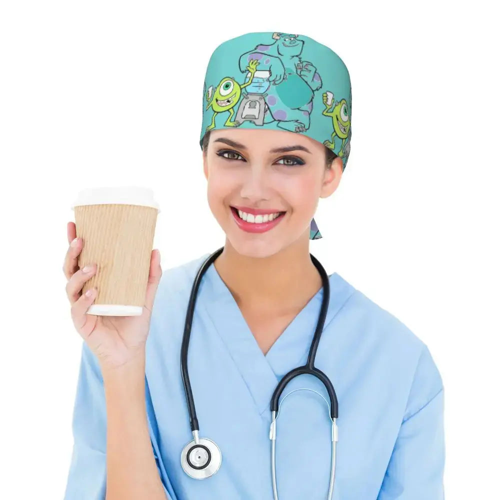 Gorro de trabajo ajustable personalizado con dibujos animados de la Universidad de Monsters, gorro quirúrgico para hombres y mujeres, gorro quirúrgico para enfermería, médico y cirujano MedSurgery Store For Digital Health