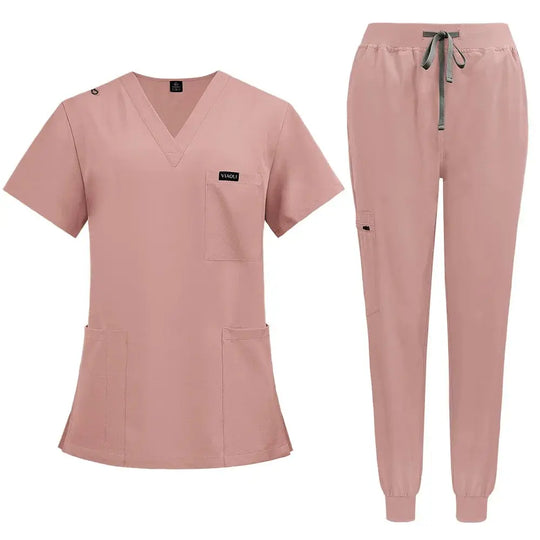 Uniforme Médico Mujer Manga Corta - Scrubs Enfermera Cómodos y Protectores para Hospital, Aislamiento y Cuidado de la Piel (94% Poliéster + 6% Spandex) CJdropshipping