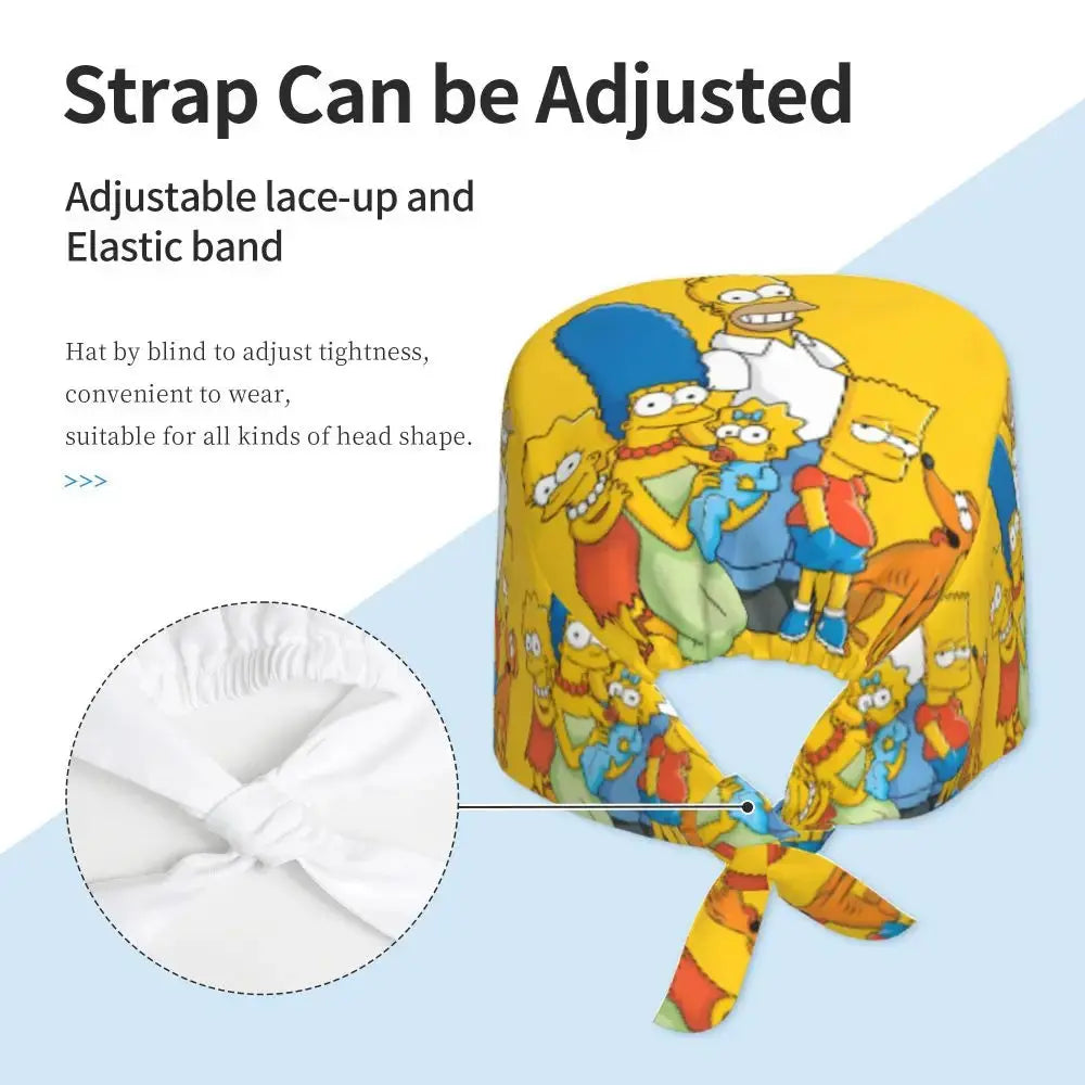 Personalizado The Simpsons Cartoon personal médico Scrubs Hat hombres mujeres médico enfermería gorro quirúrgico Scrub Caps MedSurgery Store For Digital Health