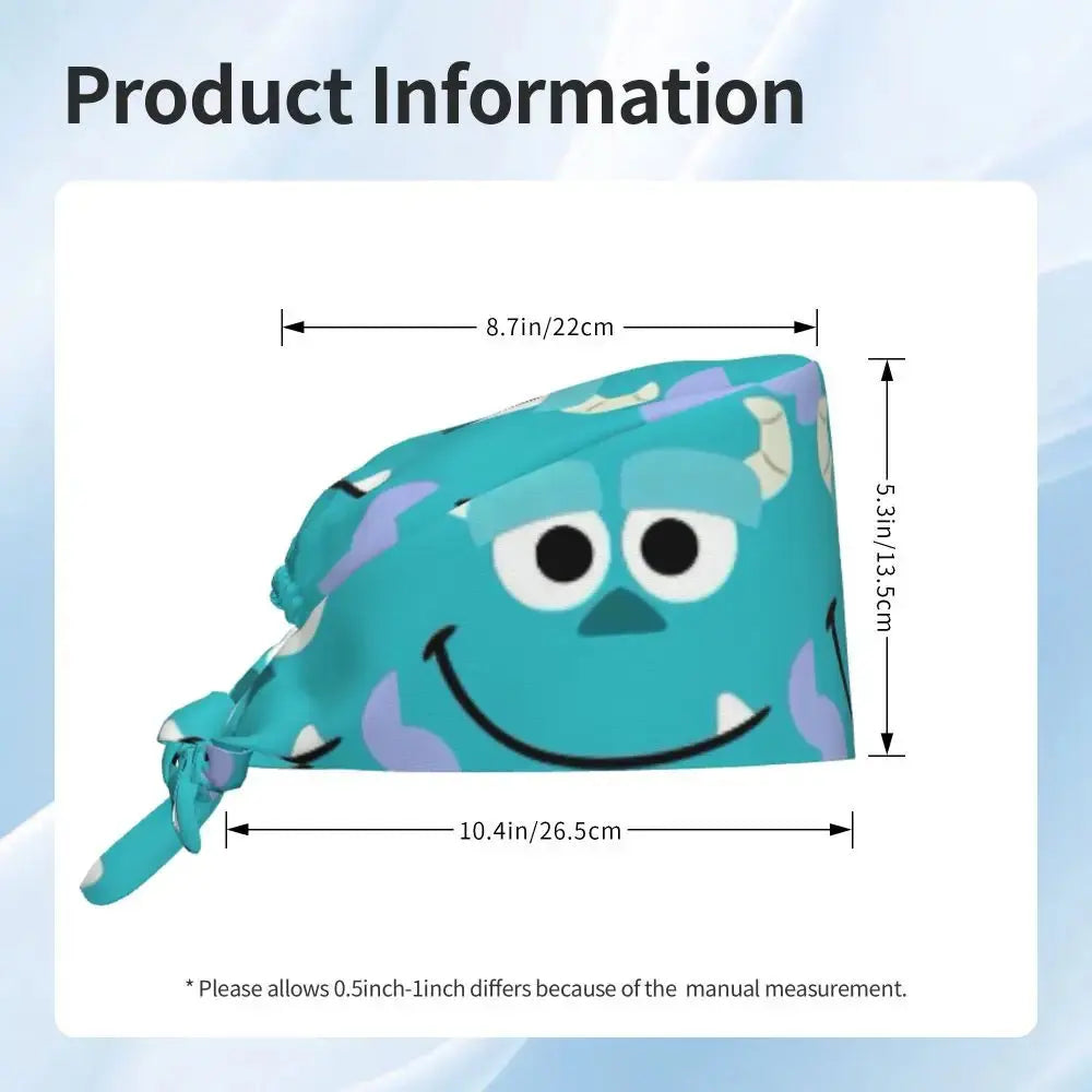 Gorro de trabajo ajustable personalizado con dibujos animados de la Universidad de Monsters, gorro quirúrgico para hombres y mujeres, gorro quirúrgico para enfermería, médico y cirujano MedSurgery Store For Digital Health