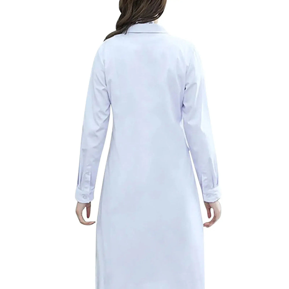 Bata de laboratorio blanca de manga larga Unisex para hombre y mujer, blusa tipo túnica con cuello de solapa con muescas y botones para uniforme médico y enfermera MedSurgery Store For Digital Health