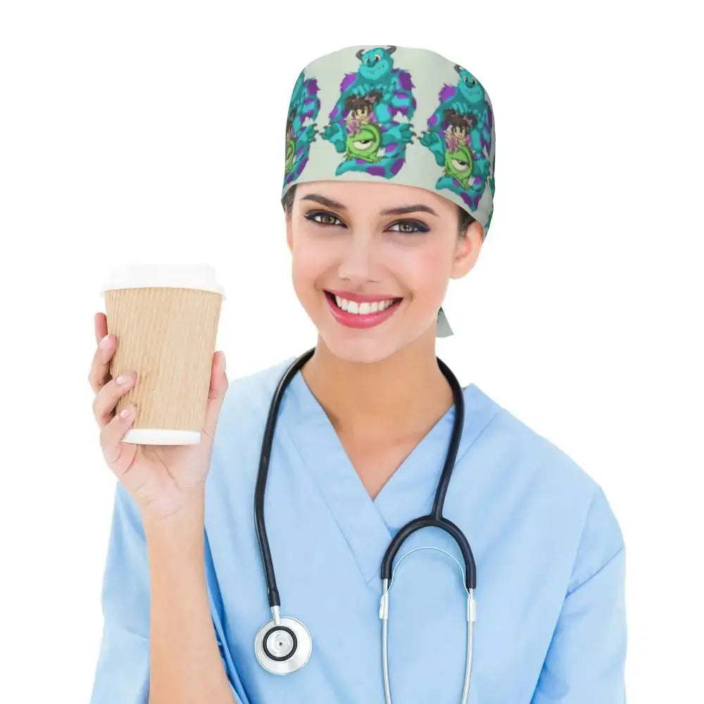 Gorro de trabajo ajustable personalizado con dibujos animados de la Universidad de Monsters, gorro quirúrgico para hombres y mujeres, gorro quirúrgico para enfermería, médico y cirujano MedSurgery Store For Digital Health