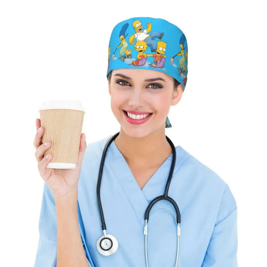 Gorro de trabajo ajustable personalizado con explosión cerebral, gorro quirúrgico de los Simpsons, gorro quirúrgico para enfermería, médico, cirujano, para Chef MedSurgery Store For Digital Health