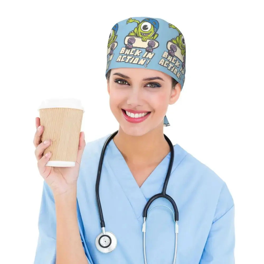 Gorro de trabajo ajustable personalizado con dibujos animados de la Universidad de Monsters, gorro quirúrgico para hombres y mujeres, gorro quirúrgico para enfermería, médico y cirujano MedSurgery Store For Digital Health