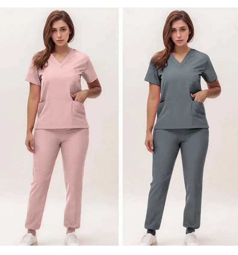 2025 nuevas uniformes de enfermera con cuello en V, pantalones para correr, conjuntos de ropa de trabajo quirúrgica, traje de enfermería para dentista, traje de médico de Hospital S21 MedSurgery Store For Digital Health
