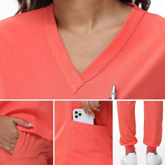 2025 nuevas uniformes de enfermera con cuello en V, pantalones para correr, conjuntos de ropa de trabajo quirúrgica, traje de enfermería para dentista, traje de médico de Hospital S21 MedSurgery Store For Digital Health