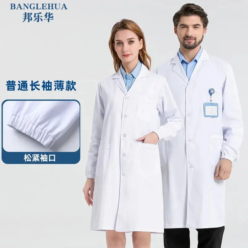 Bata médica blanca Unisex de algodón y poliéster, bata de laboratorio para científico, ropa de trabajo para médico, uniforme, bata de comida, bata de laboratorio, abrigo para hombre MedSurgery Store For Digital Health