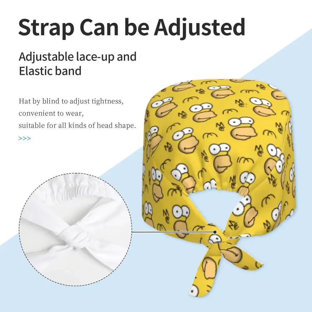 Personalizado The Simpsons Cartoon personal médico Scrubs Hat hombres mujeres médico enfermería gorro quirúrgico Scrub Caps MedSurgery Store For Digital Health