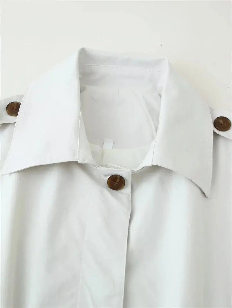 Gabardina para mujer, nuevo abrigo recortado con cinturón, solapa, top informal elegante para mujer 2025 MedSurgery Store For Digital Health