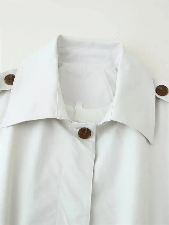 Gabardina para mujer, nuevo abrigo recortado con cinturón, solapa, top informal elegante para mujer 2025 MedSurgery Store For Digital Health