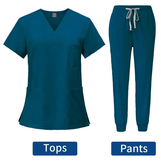 Uniforme médico ajustado para mujer, conjuntos de batas, accesorios de enfermería, batas de cirugía hospitalaria, clínica Dental, salón de belleza, ropa de trabajo CJdropshipping
