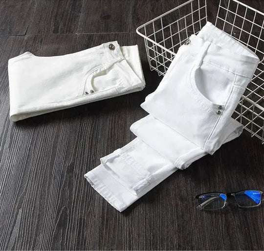Pantalones pitillo blancos para mujer, Vaqueros largos ajustados de cintura alta, elásticos, a la moda, primavera, verano y otoño, 2022 MedSurgery Store For Digital Health