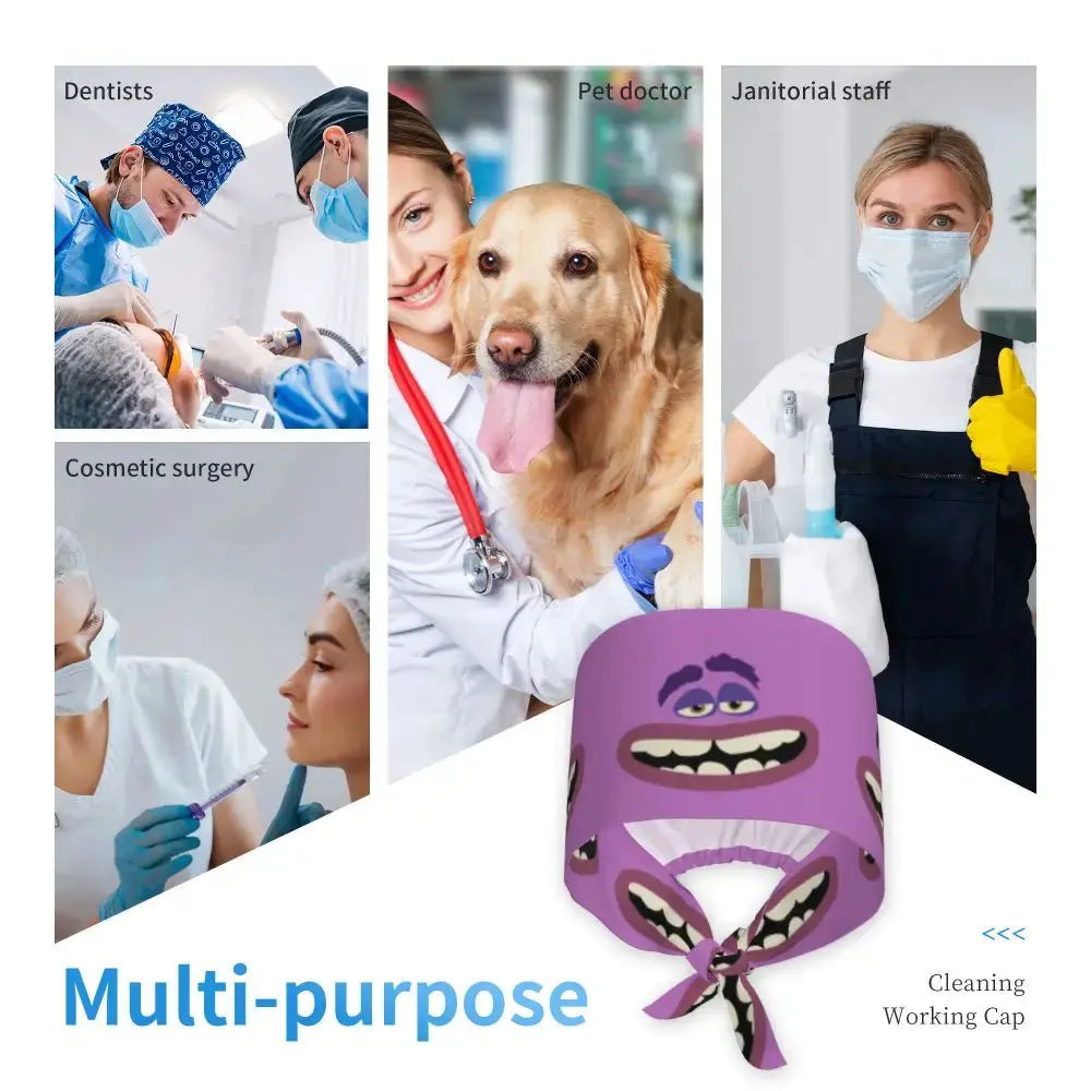 Gorro de trabajo ajustable personalizado con dibujos animados de la Universidad de Monsters, gorro quirúrgico para hombres y mujeres, gorro quirúrgico para enfermería, médico y cirujano MedSurgery Store For Digital Health